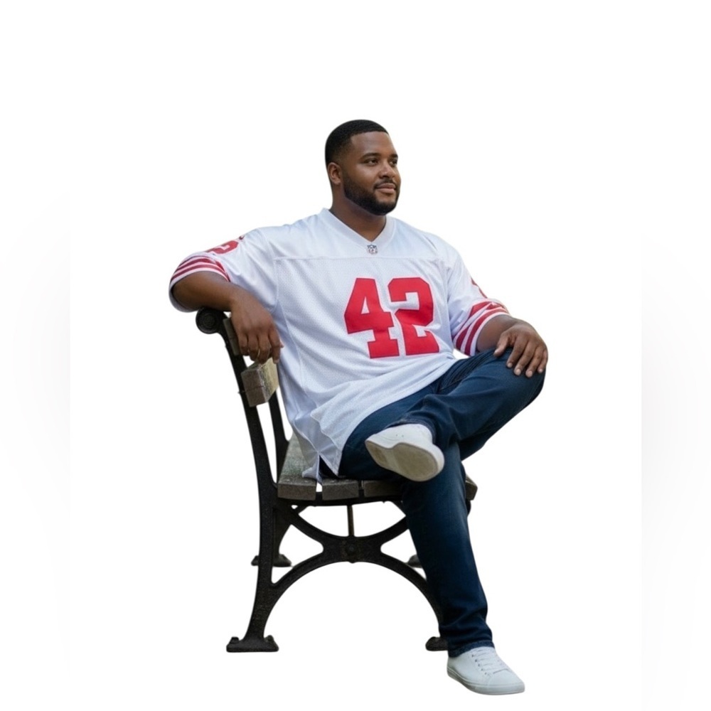 Mitchell Ness Ronnie Lott 42 San Francisco 49ers Football‎ Jersey White Red Men